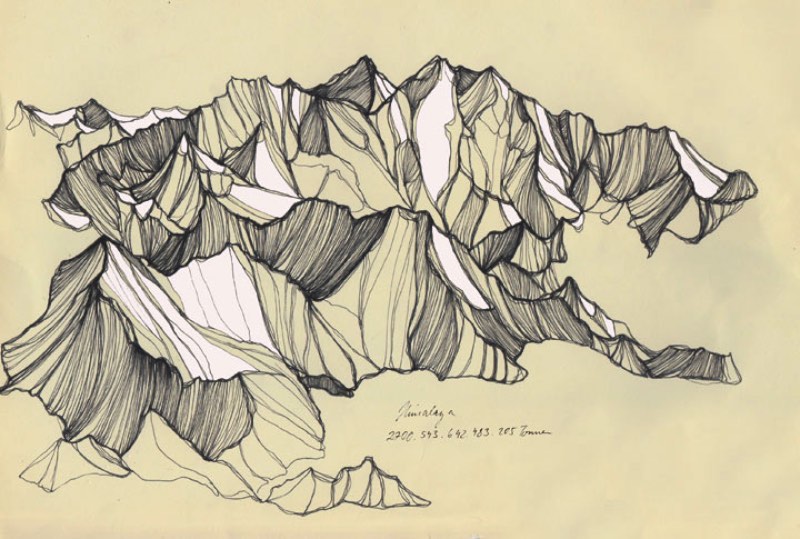 Jennifer Burtchen tem um pequeno mas interessante portfolio de ilustração e eu adorei seus desenhos de montanhas. Feitas de forma simples, com lápis e papel, essas ilustrações ainda vem com o peso total da montanha em si. Algo que eu não tenho ideia de onde veio.