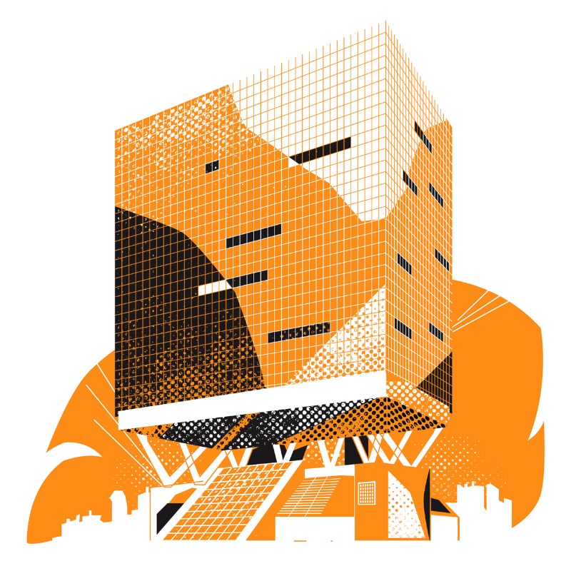 As ilustrações que você vai ver aqui nesse artigo são todos os prédios de escritório que a Shelbourne tem nos Estados Unidos. Esse material foi ilustrado pelo Ben The Illustrator e vai fazer parte de alguns materiais gráficos como folders, flyers, entre outros.