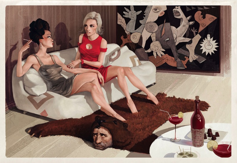 As ilustrações digitais do artista russo Waldemar von Kazak chamam a atenção pelo seu surrealismo e pelo seu comentário social. E esse comentário muitas vezes chega a ser controverso mostrando tensão sexual e bizarros personagens feitos para chamar a atenção de uma audiência.