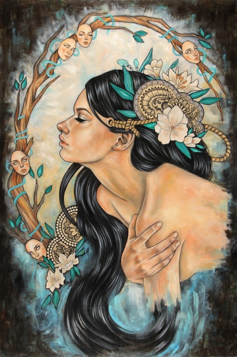 Wendy Ortiz é uma artista auto-didata que produz belíssimas pinturas que podem ser melhor apreciadas nas imagens abaixo. Mas, ela não fica só nas pinturas, ela também faz tatuagens lá em Anaheim, na Califórnia, e você pode ver esse lado do seu trabalho aqui.