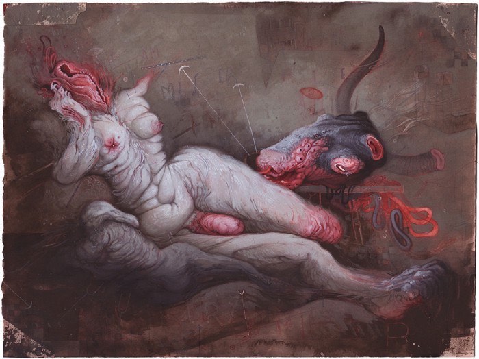 Allison Sommers cria cenários macabros em suas pinturas que vão sempre em direção ao metafísico e ao apocalíptico. As criaturas que ela cria, e que você pode ver logo abaixo, são os demônios da sua própria mente que ela põe para fora através de sua arte. 