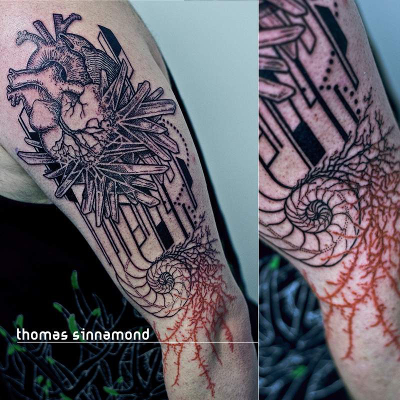 Sempre estou interessado em tatuagens que superam o que uma tatuagem deve ser e acabam as transformando em algo diferente. Foi isso que eu pensei quando me deparei com o instagram do Thomas Sinnamond. Seu trabalho de tatuagem parece ser focado no que essa arte poderá ser e não no que ela deve ser e eu gostei muito do que vi por lá. Tanto que sai pesquisando e tive que escrever esse artigo aqui para compartilhar com vocês o que Thomas Sinnamond faz.
