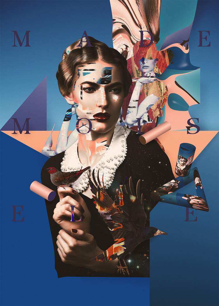 Portrait de Femme é uma série experimental de colagens digitais criada usando vários elementos do Adobe Stock imagens. De vetores a objetos 3D, de texturas a tipografia, passando por todas as imagens de mulheres que você vai ver abaixo. Criação do designer alemão Sebastian Onufszak que já apareceu aqui no blog, pelo menos, algumas vezes.