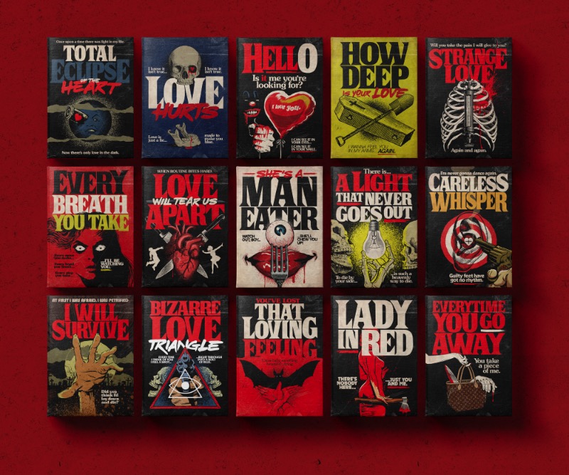 Stranger Love Songs é uma série ilustrada onde Butcher Billy imagina um universo alternativo. Um lugar onde as músicas pop dos anos 70 e 80 se tornaram livros de Stephen King. Um conceito não muito comum mas que pode ajudar a mostrar um pouco do lado negro do amor e como ele é retratado na música que escutamos hoje em dia. Tudo isso utilizando do visual que os livros de Stephen King tinham antes deles serem descobertos por figuras do cinema como Stanley Kubrick e Brian De Palma.