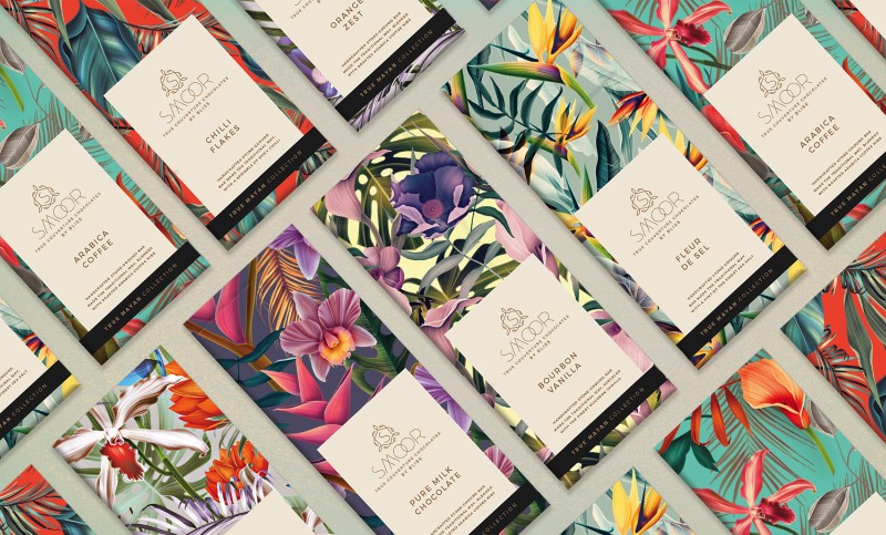 As Embalagens cheias de Ilustracoes Botânicas que a Bloombox Brand Engineers criou para a Smoor Chocolates 0