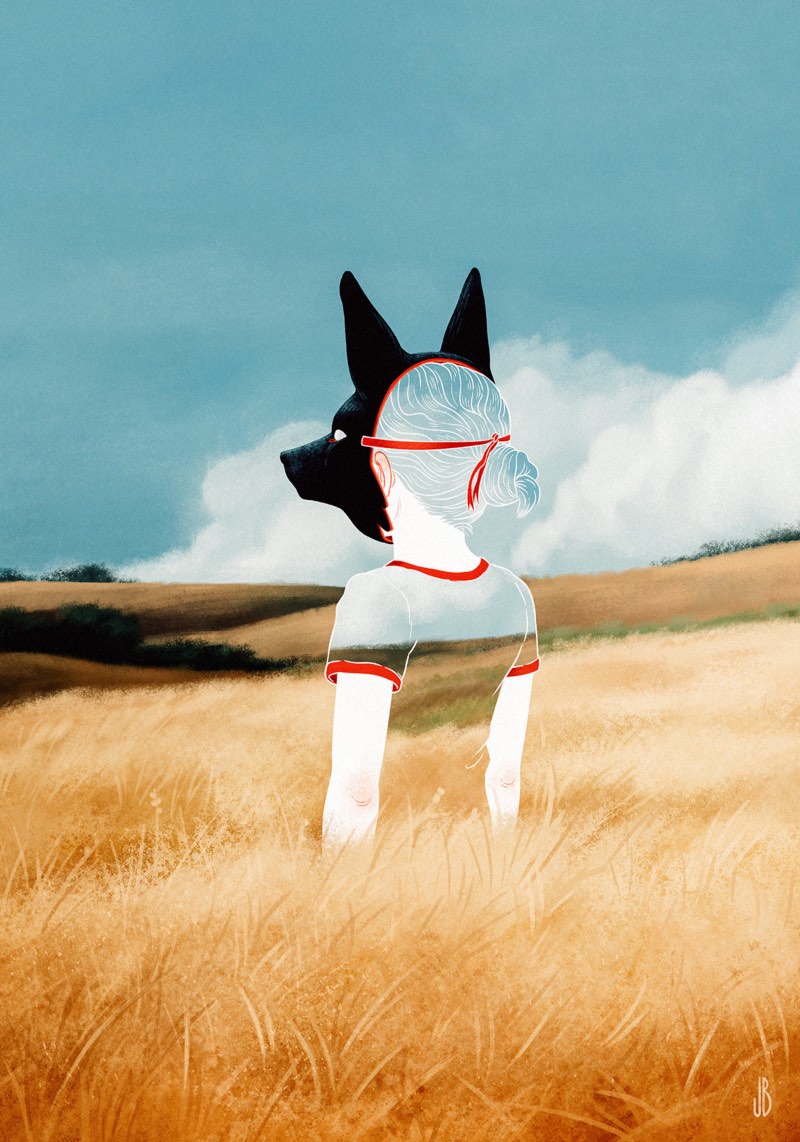 Jenna Barton é uma designer e ilustradora americana que combina um processo digital com aquarelas para criar cenários antropomórficos de cachorros, gatos, raposas e veados. Essas ilustrações vem quase sempre com olhares em branco, como se o animal estivesse possuído, ou algo ainda mais interessante. 