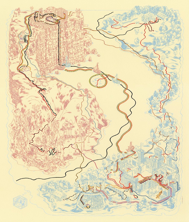 Andrew DeGraff é um artista americano que resolveu criar uma série de belíssimos mapas, pintados a mão, que mostram a história de alguns de seus filmes favoritos. Filmes como Pulp Fiction e North by Northwest, King Kong e Fargo… Onde você consegue ver as rotas que os personagens principais fazem nesses filmes em detalhes cartográficos. 