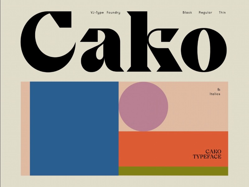 A Cako é uma família tipográfica que foi projetada por Jeremy Schneider em meados de 2019, direto de Paris. O que me chamou a atenção nessa fonte foi a forma quase única com a qual o designer trabalhou as formas e serifas de suas letras. Repletas de alternativas de estilos diversos e que, mesmo assim, continuam fazendo parte do conceito inicial dessa fonte.