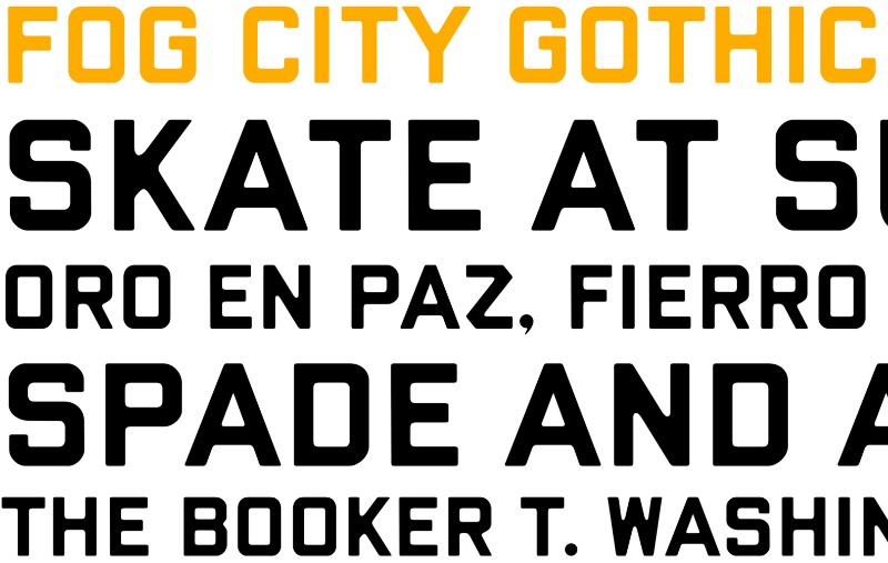 Fog City Gothic é uma tipografia nova, que explora um clássico da cidade de São Francisco, nos Estados Unidos. Clássico esse porque essa fonte é modelada com base nas letras das placas de rua usadas entre 1946 e o início dos anos 1950 na cidade.