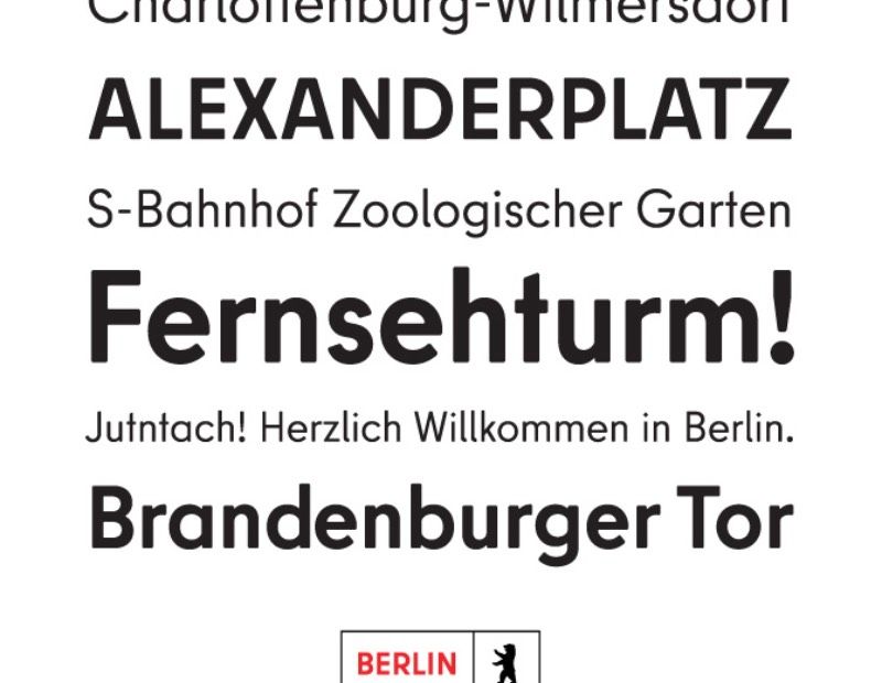 Quando Berlim recebeu uma nova identidade visual corporativa, criação da Jung von Matt, o pessoal da HvD Fonts ficou responsável pelo trabalho tipográfico e foi assim que uma nova tipografia para Berlim se tornou realidade. Esse deve ser um desafio complicado para todo a categoria de designer já que esse projeto precisa representar o presente e o passado da cidade, enquanto represente o talento e a diversidade do local.