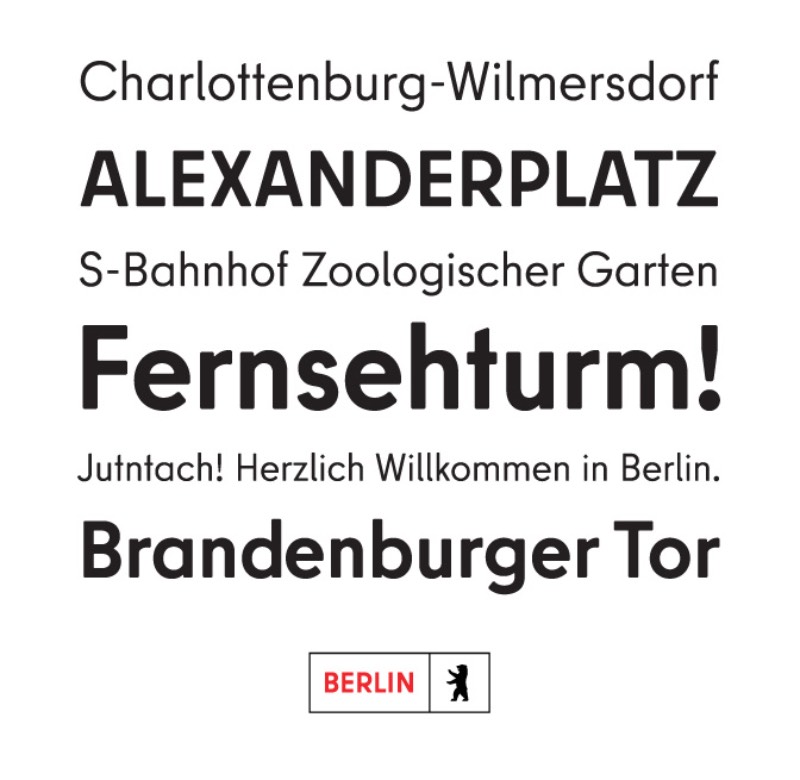 Quando Berlim recebeu uma nova identidade visual corporativa, criação da Jung von Matt, o pessoal da HvD Fonts ficou responsável pelo trabalho tipográfico e foi assim que uma nova tipografia para Berlim se tornou realidade. Esse deve ser um desafio complicado para todo a categoria de designer já que esse projeto precisa representar o presente e o passado da cidade, enquanto represente o talento e a diversidade do local.
