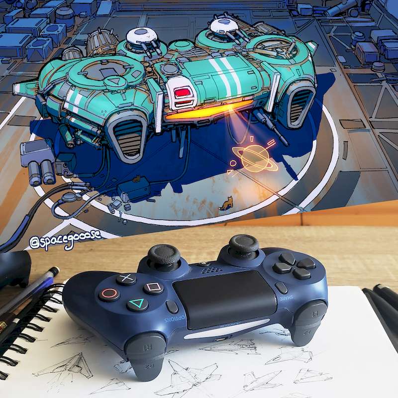 É isso mesmo que você leu. Comecei a acompanhar o trabalho ilustrado de Space Gooose porque ele transformou uma embalagem de xampu em uma nave espacial. E isso abriu uma porta da minha criatividade que eu nunca tinha pensado antes. Foi assim que descobri o mundo de kitbash e tudo mais que vem junto com esse tópico.