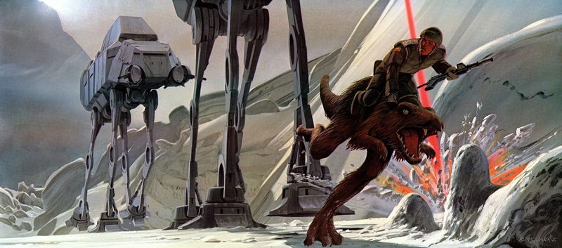 Ralph McQuarrie foi o designer que trabalhou com o conceito visual que George Lucas visualizou para Guerra nas Estrelas. O seu trabalho futurista impressionou o diretor e ele acabou a convidar o artista para trabalhar com os primeiros estágios da produção do filme, isso tudo ainda em 1975. 